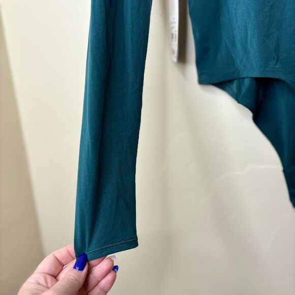 Lululemon NWT Large Storm Teal Wundermost Nulu Turtleneck L/S Thong Cut Bodysuit - Picture 9 of 9